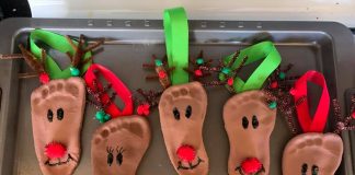 SALT DOUGH FOOTPRINT REINDEER ORNAMENT