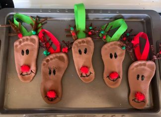 SALT DOUGH FOOTPRINT REINDEER ORNAMENT
