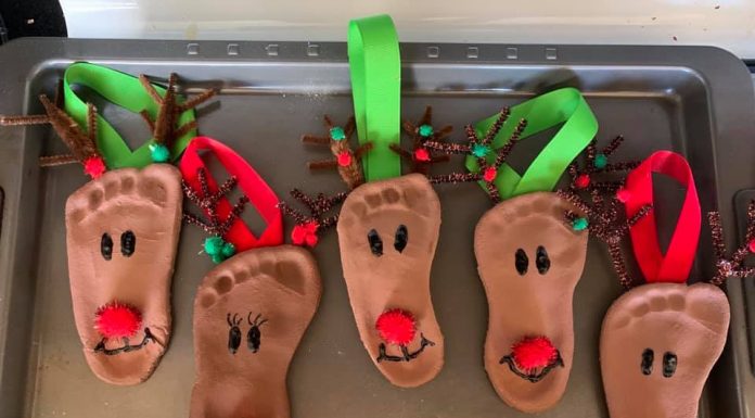 SALT DOUGH FOOTPRINT REINDEER ORNAMENT