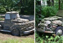 Man Constructs Stunning Vintage Trucks And Cars Out Of Rocks