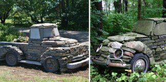 Man Constructs Stunning Vintage Trucks And Cars Out Of Rocks