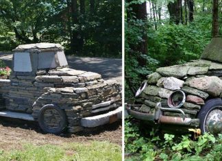 Man Constructs Stunning Vintage Trucks And Cars Out Of Rocks
