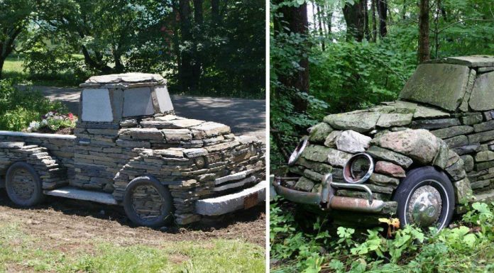 Man Constructs Stunning Vintage Trucks And Cars Out Of Rocks