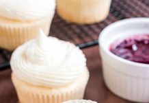 Almond Wedding Cake Cupcakes with Raspberry Filling
