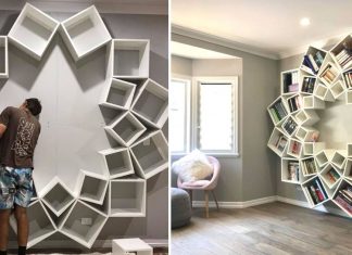 Couple Builds Stunning Bookcase Made Entirely From Boxes