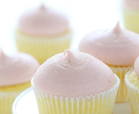 Lemon Cupcakes with Strawberry Buttercream