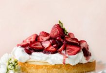 One Layer Strawberry Shortcake Cake