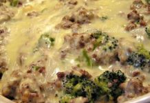 Hamburger, Sausage, Broccoli Alfredo – Low Carb