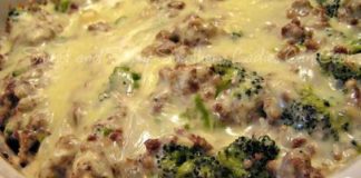 Hamburger, Sausage, Broccoli Alfredo – Low Carb