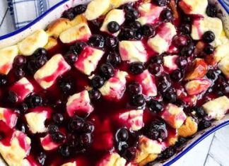 Blueberry Cream Cheese French Toast Casserole