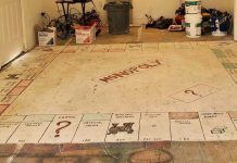 Family Renovating Their Home Discovers Huge Hand-Painted Monopoly Board Underneath Old Flooring