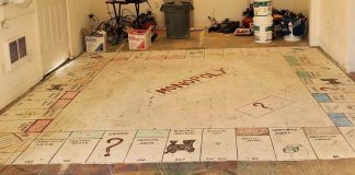 Family Renovating Their Home Discovers Huge Hand-Painted Monopoly Board Underneath Old Flooring