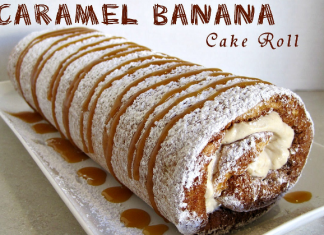 Caramel Banana Cake Roll