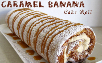 Caramel Banana Cake Roll