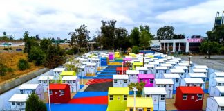 Los Angeles Architects Turn Freeway Park Into A Colorful Transitional Tiny Home Village