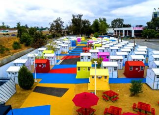 Los Angeles Architects Turn Freeway Park Into A Colorful Transitional Tiny Home Village