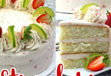 STRAWBERRY MARGARITA CAKE WITH TEQUILA FROSTING