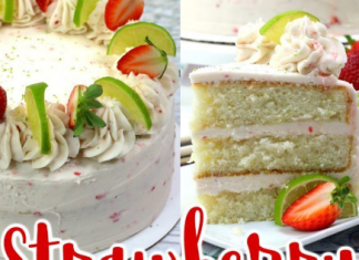 STRAWBERRY MARGARITA CAKE WITH TEQUILA FROSTING