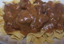 Nana’s Beef Tips With Noodles