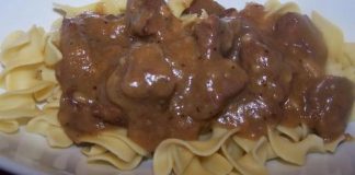 Nana’s Beef Tips With Noodles