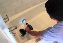 Clean your bath and shower in minutes with a cordless drill