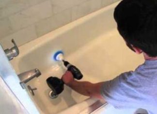 Clean your bath and shower in minutes with a cordless drill