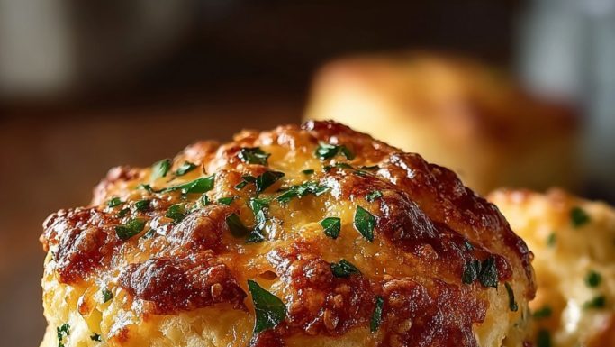 Crab Stuffed Cheddar Bay Biscuits with Lemon Butter