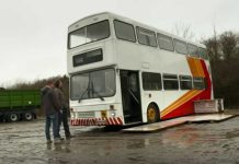 A single father turns an old bus into a cozy home for him and his daughter