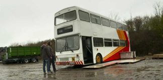 A single father turns an old bus into a cozy home for him and his daughter