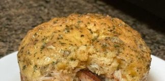 Crab Stuffed Cheddar Bay Biscuits with Lemon Butter
