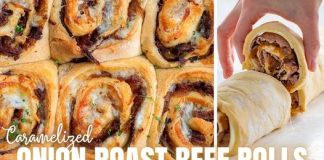 Caramelized Onion Roast Beef Rolls