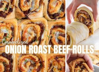 Caramelized Onion Roast Beef Rolls
