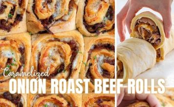 Caramelized Onion Roast Beef Rolls