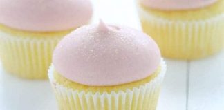 Lemon Cupcakes with Strawberry Buttercream