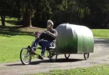 Man Built A $150 Tiny Home He Pulls Around With His Bicycle