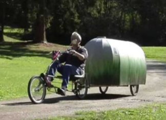 Man Built A $150 Tiny Home He Pulls Around With His Bicycle