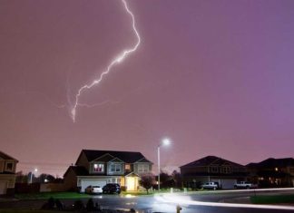 Potential risks of showering or washing dishes during a storm