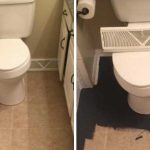 Paint fake tiles on the floor for a complete and cheap transformation of the bathroom