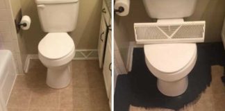 Paint fake tiles on the floor for a complete and cheap transformation of the bathroom