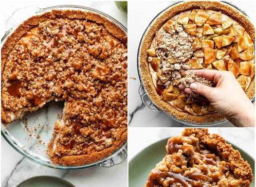 Caramel Apple Cheesecake Pie