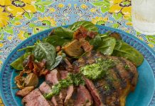 Garlic Butter Steak with Warm Spinach Salad