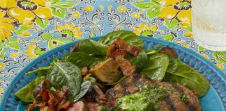 Garlic Butter Steak with Warm Spinach Salad