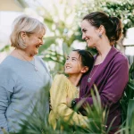 The grandmother lives in the garden of her daughter