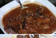 BEEF TIPS, EGG NOODLES AND CREAMY GRAVY