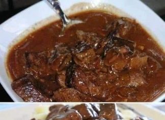 BEEF TIPS, EGG NOODLES AND CREAMY GRAVY