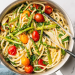 Lemony Ricotta Pasta with Roasted Asparagus and Burst Tomatoes