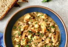 One-Pan Braised Cauliflower and White Bean Piccata