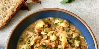 One-Pan Braised Cauliflower and White Bean Piccata
