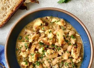 One-Pan Braised Cauliflower and White Bean Piccata