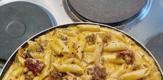 CREAMY CHICKEN MOZZARELLA PASTA